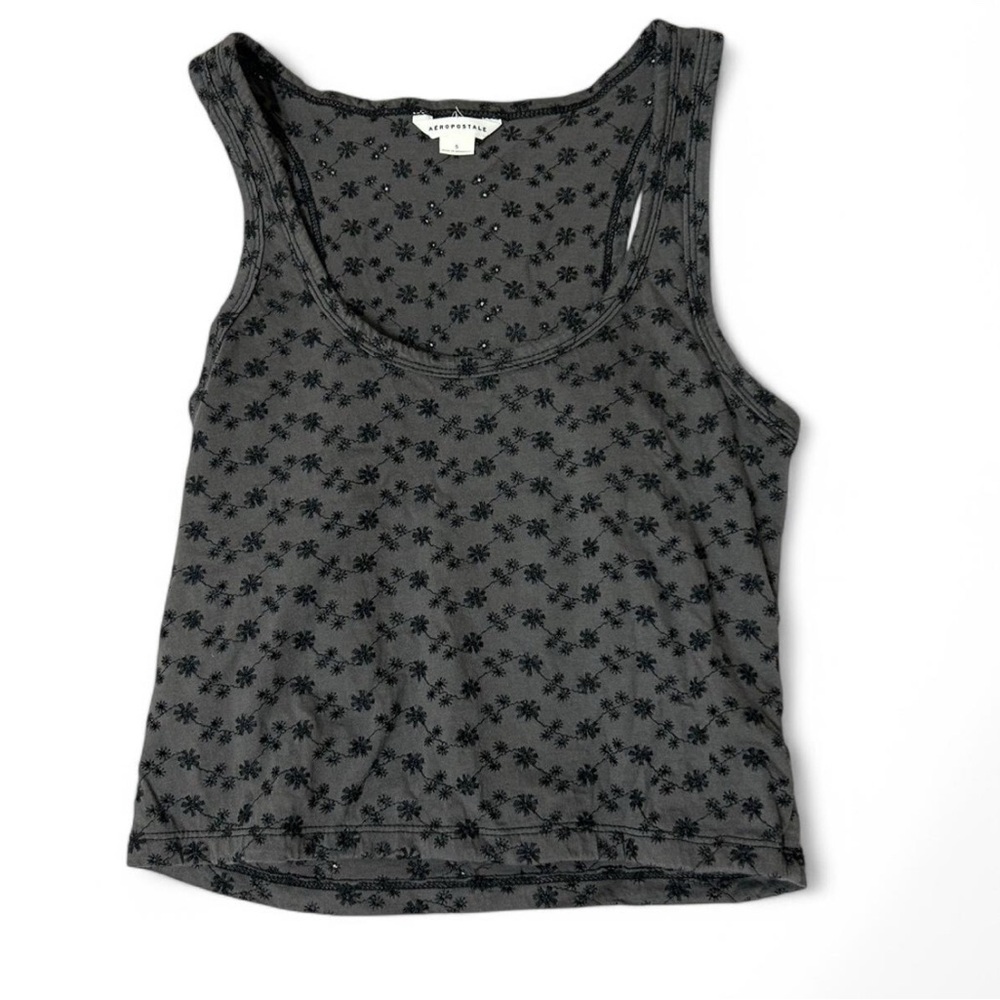 Aeropostale Black Floral Tank Top
